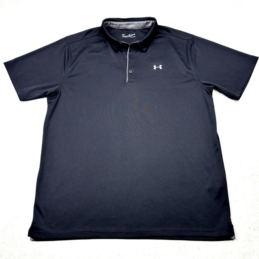 Under Armour Polo Shirt Mens 3XLT 3XL Tall Black Gray HeatGear Golf Performance